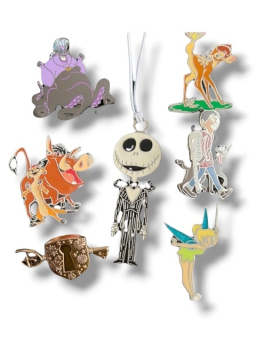 Disney Enamel Pins Lot Tinkerbell Coco Jack Skellington Lion King Bambi Ursula